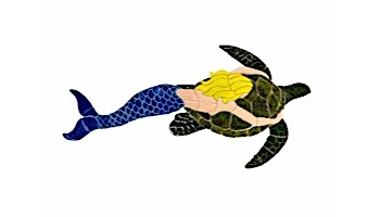 Ceramic Mosaic Blonde Mermaid with Turtle | 57" x 28" | MT48B-61