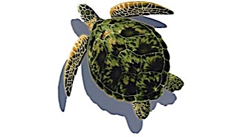 Porcelain Mosaic Sea Turtle Green | 18" x 21"  with Shadow | PORC-GT3-18/SH