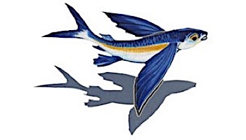 Porcelain Mosaic Flying Fish-B with Shadow | 8" x 6" | PORC-FF14/SH