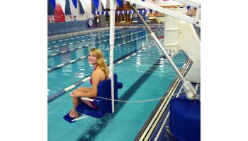 Aqua Creek Revolution Pool Lift | No Anchor | White Powder Coat with Blue Seat | F-702RLNA