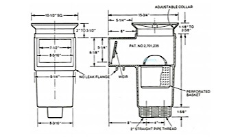 Hayward Concrete Skimmer with Square Cover | 2" FIP | SP1082