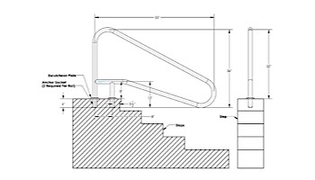 Inter-Fab Deck Top Mounted D4D 4 Bend Braced Stair Rail | 1.90" x .049" Thickness Powder Coated Light Gray | D4BD049-9