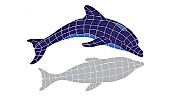 Artistry In Mosaics Dolphin Diving with Shadow Mosaic | 32" x 42" | Blue | DDSBLUOM