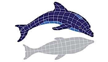Artistry In Mosaics Dolphin Diving with Shadow Mosaic | 32" x 42" | Blue | DDSBLUOM