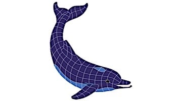 Artistry In Mosaics Dolphin Classic Downward Mosaic | Medium - 38" x 24" | DOLBLUDM