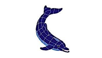 Artistry In Mosaics Dolphin Classic No Curve Mosaic | Medium - 19" x 42" | DOLBLUNM