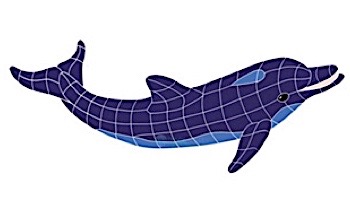 Artistry In Mosaics Dolphin Jumping with Shadow Mosaic | 21" x 42" | DJSBLUNM