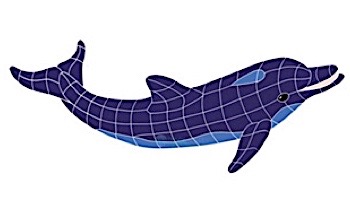 Artistry In Mosaics Dolphin Diving with Shadow Mosaic | 32" x 42" | Blue | DDSBLUOM