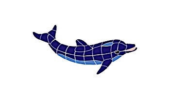 Artistry In Mosaics Dolphin Classic No Curve Mosaic | Small - 11" x 24" | DOLBLUNS