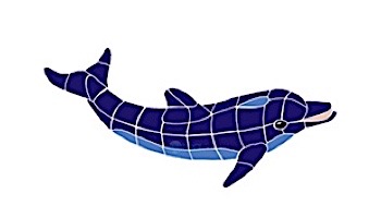 Artistry In Mosaics Dolphin Diving with Shadow Mosaic | 32" x 42" | Blue | DDSBLUOM