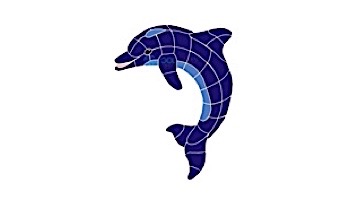 Artistry In Mosaics Dolphin Classic Upward Mosaic | Small - 21" x 18" | DOLBLUUS