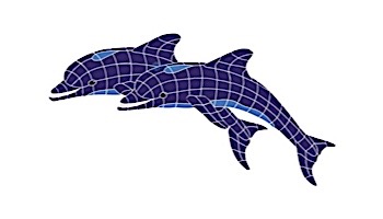 Artistry In Mosaics Twins Dolphin Mosaic | 24" x 56" | DTWBLUOL
