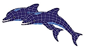 Artistry In Mosaics Twins Dolphin Mosaic | 24" x 56" | DTWBLUOL