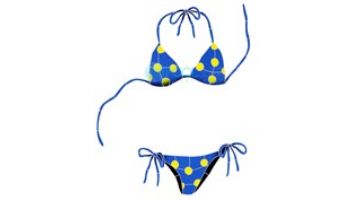 Artistry In Mosaics Bikini Blue with Yellow Polka Dots Mosaic | 29" x 20" | BYEBLUOM