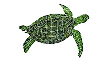 Ceramic Mosaic Sea Turtle Green | Small 18" x 26" Rt Facing w/ Shadow | STSGRERS