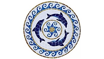 Artistry In Mosaics Dolphin Medallion Mosaic | 36" x 36" | MDOMCOOL