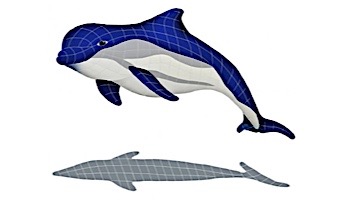Artistry In Mosaics Bottlenose Dolphin UpWard with Shadow Mosaic | 23" x 53" | BDSBLUUL
