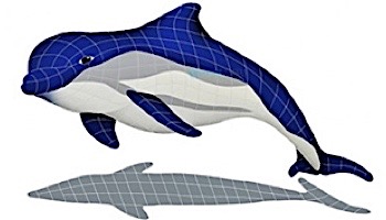 Artistry In Mosaics Bottlenose Dolphin UpWard with Shadow Mosaic | 23" x 53" | BDSBLUUL