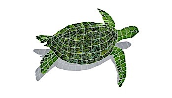 Ceramic Mosaic Sea Turtle Green | Junior 9" x 12" Right Facing w/ Shadow | STSGRERJ