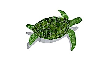 Ceramic Mosaic Sea Turtle Green | Large 28" x 38" Rt Facing w/ Shadow | STSGRERL