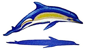 Artistry In Mosaics Dolphin A with Shadow Glass Mosaic | 35" x 60" | G-DASHL