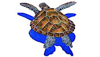Artistry In Mosaics Loggerhead Turtle with shadow Glass Mosaic | Large - 36" x 38" | G-LTSHL