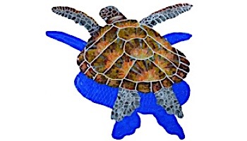 Artistry In Mosaics Loggerhead Turtle with shadow Glass Mosaic | Large - 36" x 38" | G-LTSHL