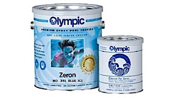 Olympic Zeron Epoxy Pool Paint Kit | Paint + Catalyst 1-Gallon | Blue Mist | 395 G