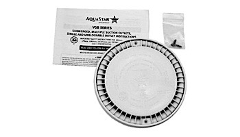 AquaStar 8 inch Low Profile Anti Entrapment Suction Outlet Covers and Frames White | LP8AV101