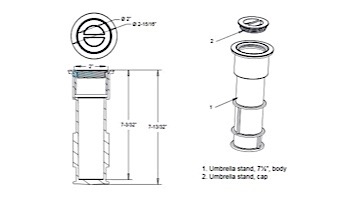 AquaStar 7-1/2" Umbrella Stands with Sleeve and Center Cap | Clear | US100