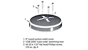 AquaStar 6" Hockey Puck Sumpless Suction Outlet Cover with Screws (VGB Series) Tan | 6HP108