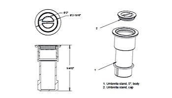 AquaStar 5" Umbrealla Stands with Sleeve and Center Cap | Light Gray | SMUS103