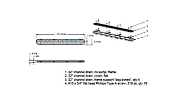 AquaStar 32" Channel Drain with Mud Frame/Flat Grate Anti-entrapment Suction Outlet Cover (VGB Series) | White | 32CDFLFR101