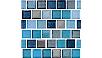 National Pool Tile Jules 1x1 Glass Tile | Rustic Blue Blend | 9730-5AT
