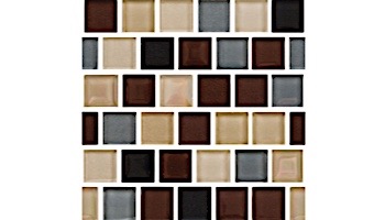 National Pool Tile Jules 1x1 Glass Tile | Rustic Mocha Blend | 9912-5AT