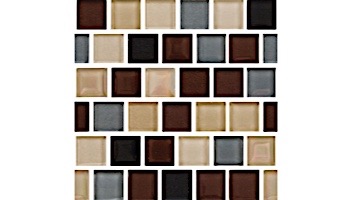 National Pool Tile Jules 1x1 Glass Tile | Rustic Mocha Blend | 9912-5AT