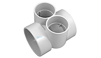 AquaStar Bushing with Two 2.5" Slip to 4" Transitional T with Reducer Bushing to 3" | White | BFB101