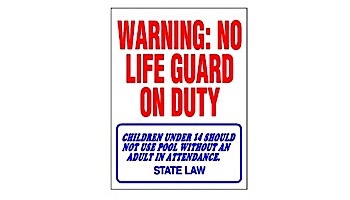 No Lifeguard on Duty Sign 18inches x 24inches | SW-1