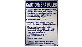 Spa Rules Commercial Sign 18inches x 24inches | SW-23