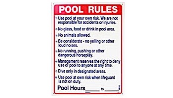 Commercial Pool Rules Sign | 18" x 24" | SW-2