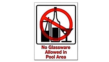 No Glassware in Pool Area Sign 9inches x 12inches | SW-44