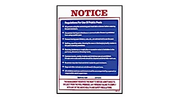 Public Pool Rules Sign 18inches x 24inches | SW-27