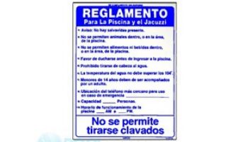 Pool Rules Sign in Spanish 18inches x 24inches | 18-1824 SPAN