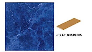 National Pool Tile Seven Seas 3x12 Single Bullnose Pool Tile | Lake Blue | PA41 SBN