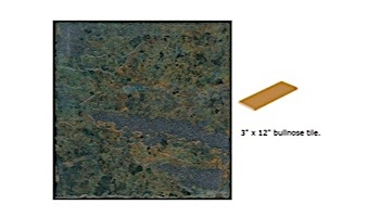 National Pool Tile Verona 3x12 Single Bullnose Pool Tile | Boticas Green | VR680 SBN