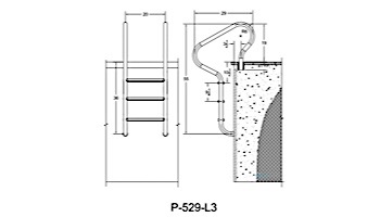 Saftron Camelback 3-Step Ladder | .25" Thickness 1.90" OD | 29"W x 55"H | Taupe | P-529-L3-T