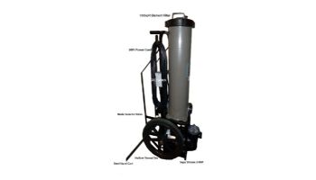 Waterco Ultra-Vac Filtration Portable Cart | 1HP Pump 100 Sq. Ft. MultiCyclone Style Trimline Filter - 30 Micron | 16V1167