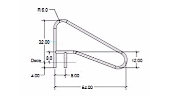 SR Smith 54" Center Grab Stainless Steel Braced Rail | 304 Grade | .049 Wall | DMS-102A
