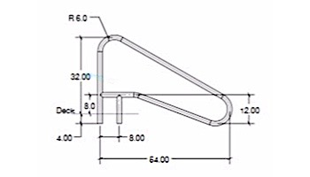 SR Smith 54" Center Grab Stainless Steel Braced Rail | 304 Grade | .049 Wall Residential | DMS-102A