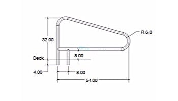 SR Smith 54" Center Grab Stainless Steel Rail with Cross Brace | 304 Grade | .065 Wall Commercial | DMS-103B